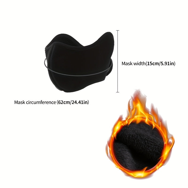 Winter Face & Ear Warmer - Windproof, Thickened for Extra Warmth, Breathable Cycling Mask in Black