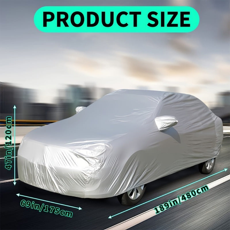 Universal Car Cover - Waterproof, Sun Protection, Heat Insulation, All-weather Protection, Durable Outdoor Silvery Cover