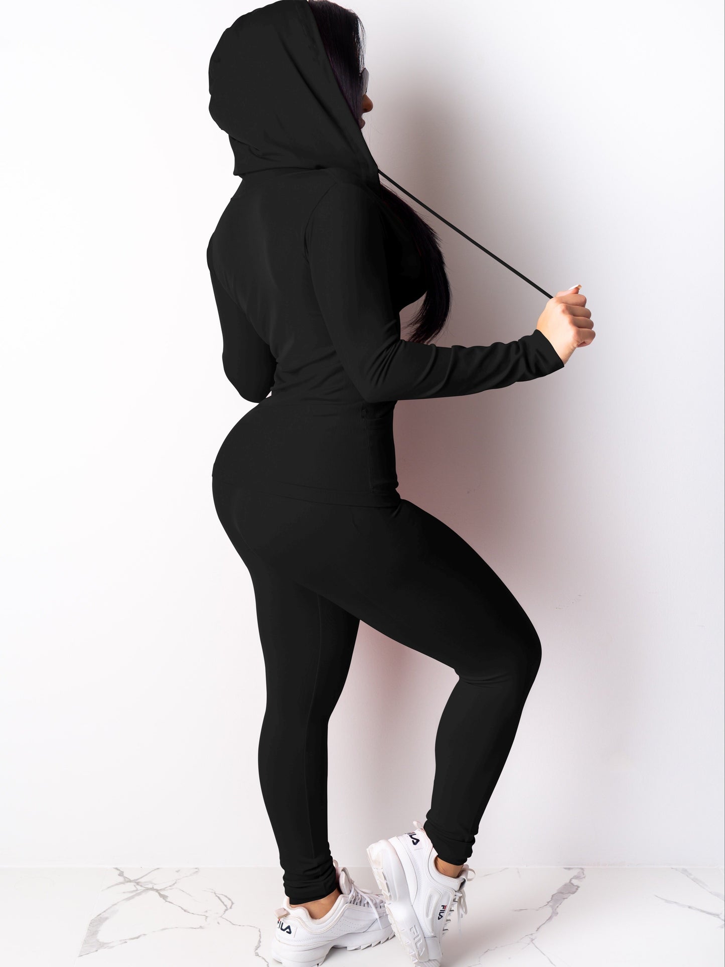 Women Two Piece Outfits Workout Sets Bodycon Tracksuit Long Sleeve Zip Up Hoodie Jacket Jogger Matching Sweat Pants Set