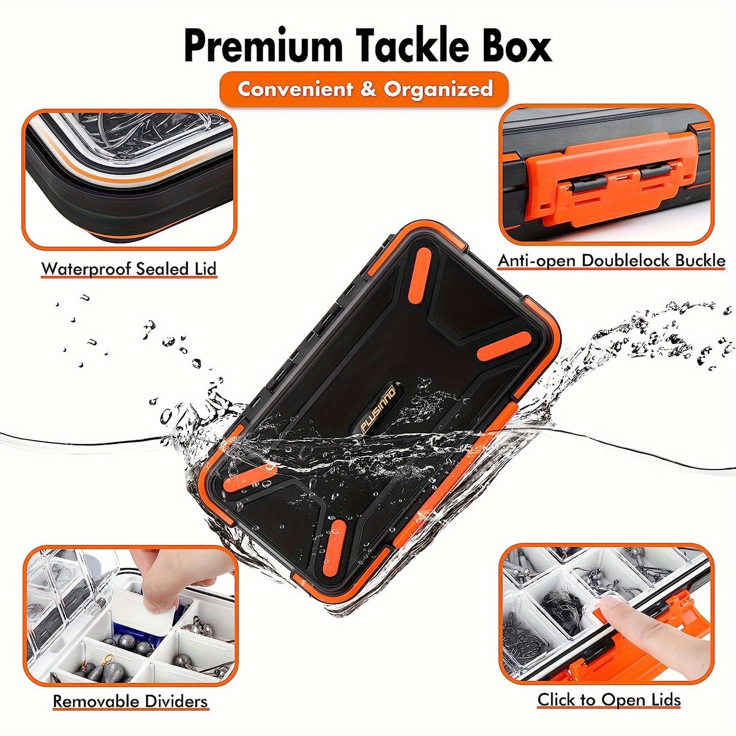 PLUSINNO 397pcs Fishing Accessories Kit, Fishing Tackle Box, Includes Fishing Gear, Hooks, Lead Weights, Hook Heads, Swivels, Combines into 12 Fishing Gear, Fishing Equipment Suitable for Perch, Bluegill, Trout, Crappie, etc,