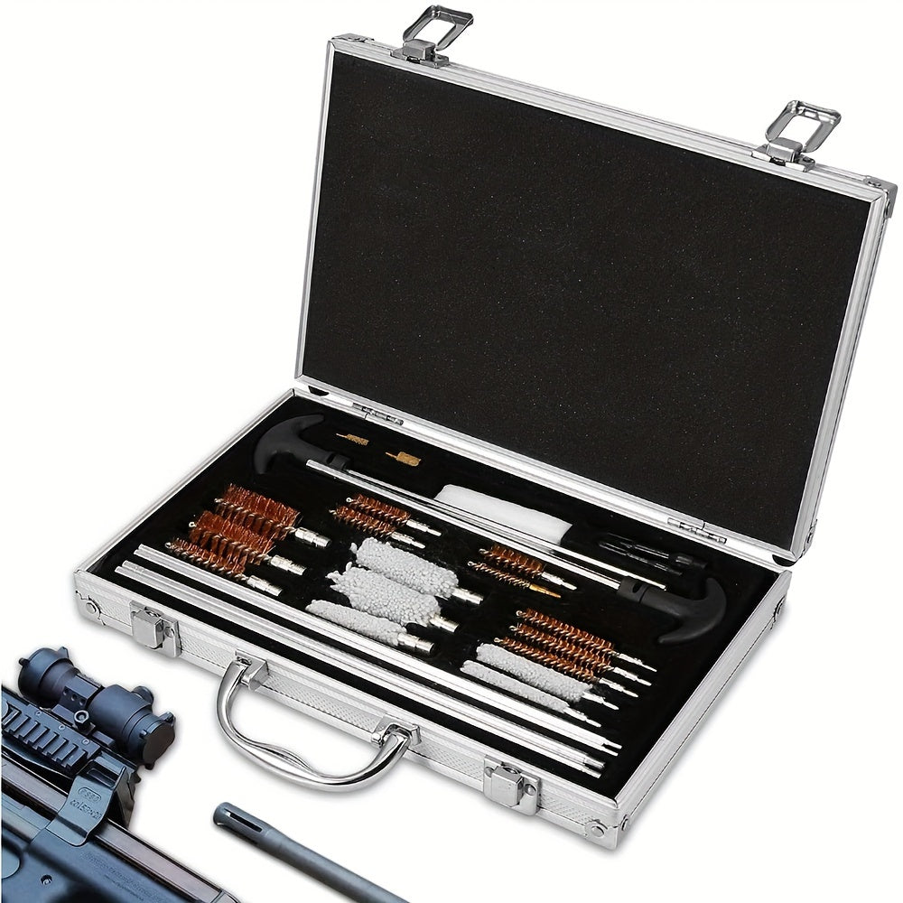 Gun Cleaning Suit Universal Gun Cleaner is suitable for shotguns, pistols, rifles, all guns with portable carrying cases, reinforced extension rods and steel wires, high-end double-headed brushes