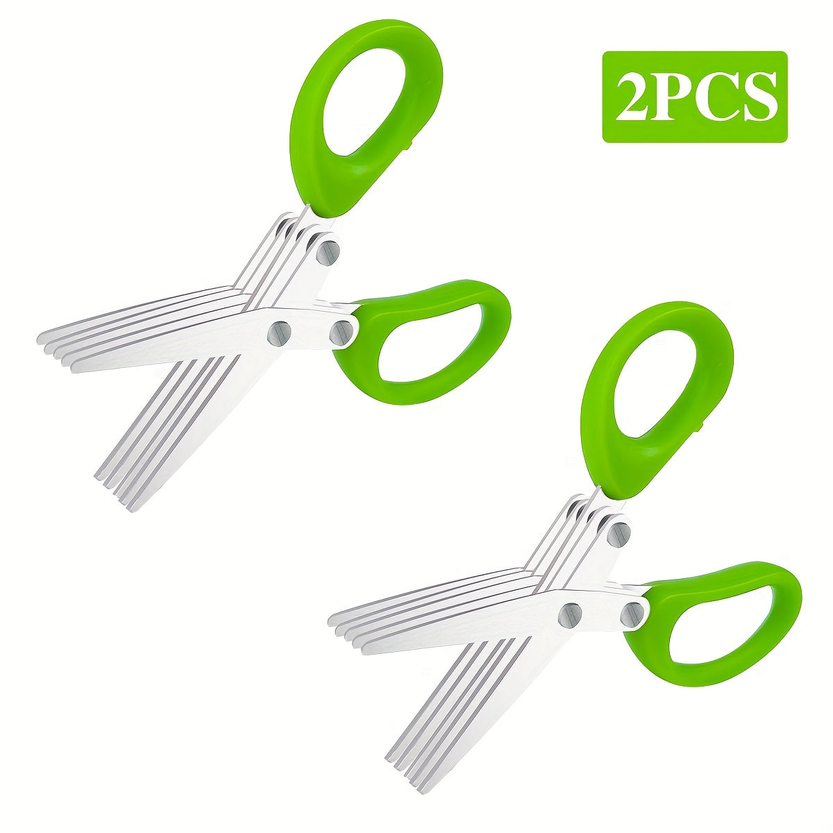 1/2pcs 5-Layered Stainless Steel Kitchen Scissors - Versatile Onion & Herb Shredder for BBQ & Indoor Use - Durable, Safe with Protective Cover & Built-in Cleaner