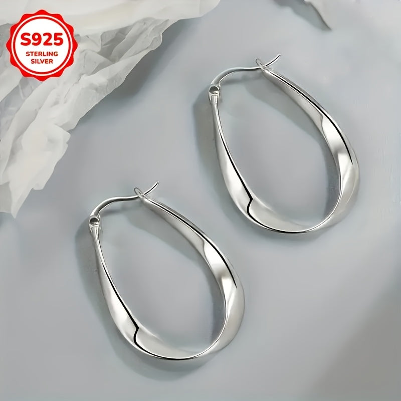 Elegant S925 Sterling Silver Mobius Twisted Design Earrings for Women, Hypoallergenic, Perfect Gift for Girlfriend, Suitable for Daily Wear - 2.9g, Atmospheric, Low Allergy,, Great for Girlfriends, Easter And Mother's Day, Fr