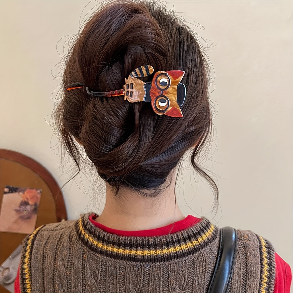 4pcs Cute Cartoon Cat Acrylic Hair Clips - Colorful Animal Print, Sweet Style Twist Barrettes for Women & Girls - Perfect Gift for Christmas, New Year, Valentine's Day