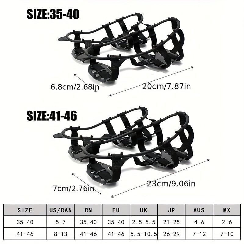24-Tooth Stainless Steel Ice Grips - Anti-Slip Snow Claw Shoe Covers for Winter, Outdoor Hiking Crampons