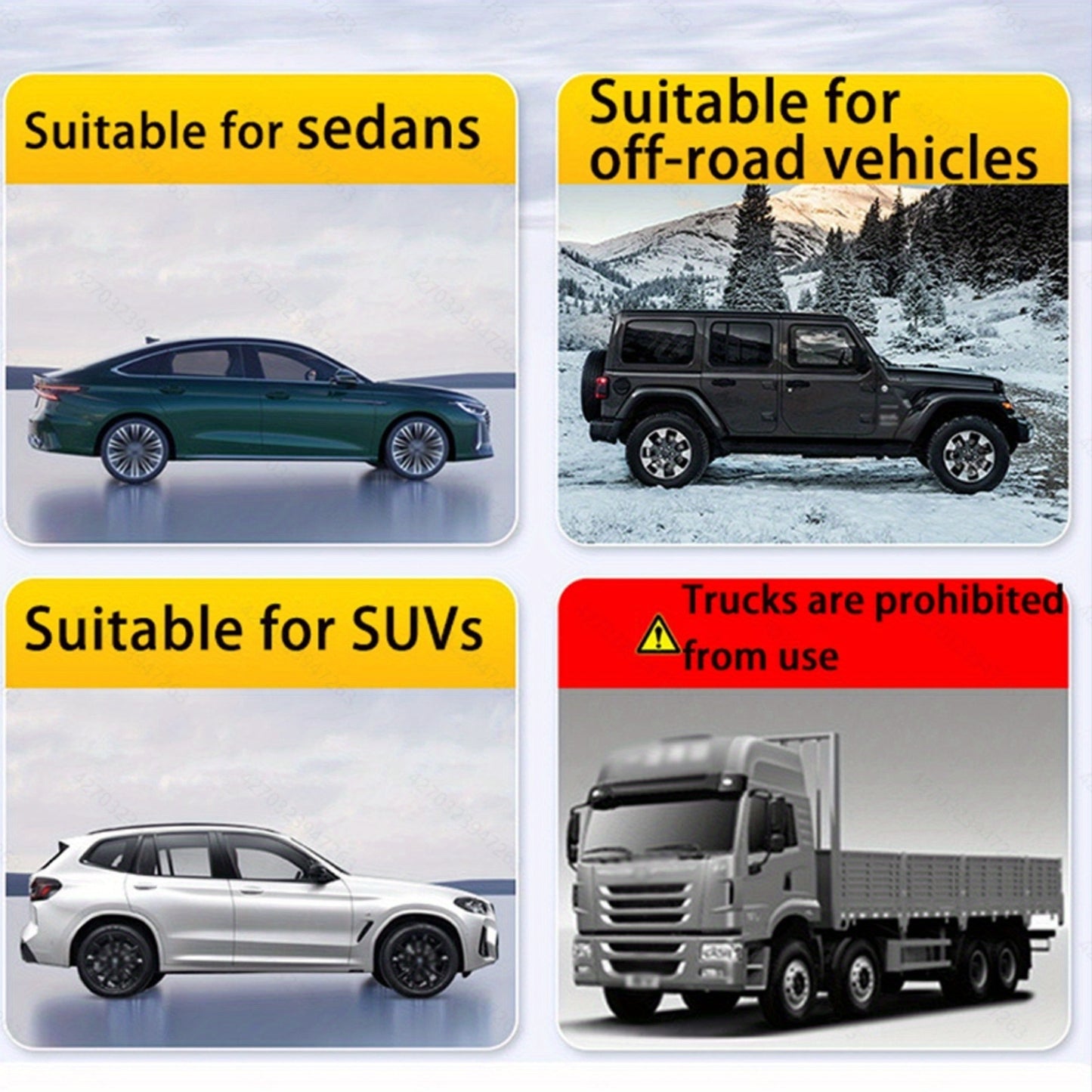 1/6/8pcs Durable Steel Traction Chains for Cars, Light Trucks & SUVs - Easy Install Anti-Slip Tires Chains for Snow, Ice & Mud Road Safety