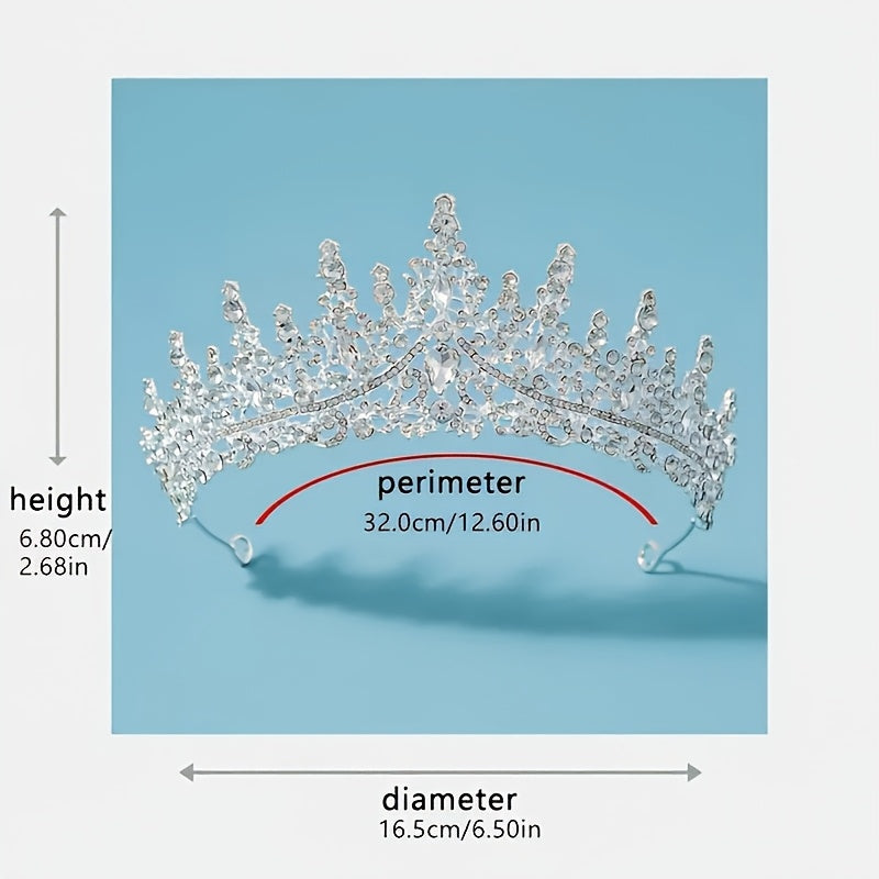1pc Fashionable Alloy Crown, Rhinestone Tiara for Wedding, Bridal Accessories, Birthday Theme Jewelry