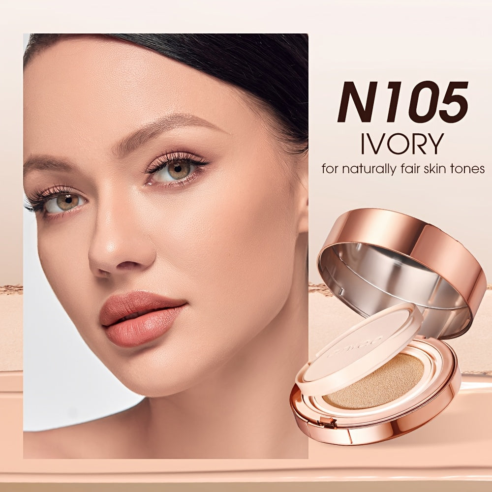 O.TWO.O 2-in-1 Soft Focus & Matte Finish Compact - Long-Lasting, Waterproof, Oil Control, Full Coverage for All Skin Types - Aloe Vera & Peony Root Infused, Natural Look Cushion Foundation, Allday Makeup|Elegant Metallic Case