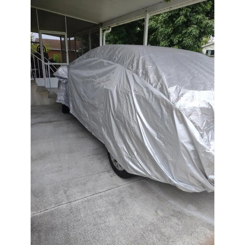 Universal Car Cover - Waterproof, Sun Protection, Heat Insulation, All-weather Protection, Durable Outdoor Silvery Cover