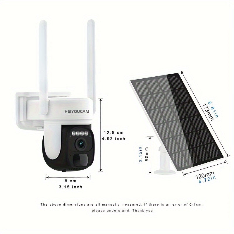 2K Pan Tilt 360° Solar-Powered Outdoor Wireless Security Camera With 3MP Color Night Vision, 2-Way Talk, Motion Detection, Perfect Gift For Birthdays, Easter, President's Day, Boys & Girlfriends