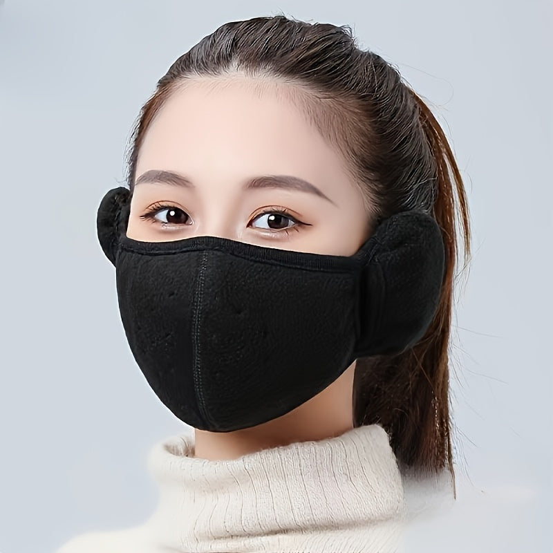 1pc Winter Warm Mask Earmuffs Solid Color Neutral Cold Mask Outdoor Cycling Hiking Ski Mask Ear Warmer For Women Men
