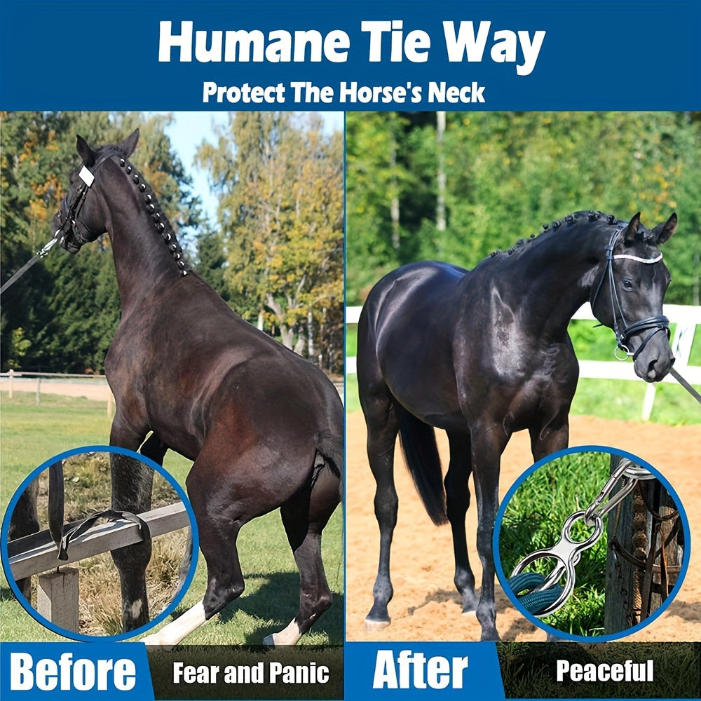 3pcs Stainless Steel Horse Gear Set - Durable Collar Strap with Quick Snap Fasteners & Eyebolts, Multi-Use for Training & Safety