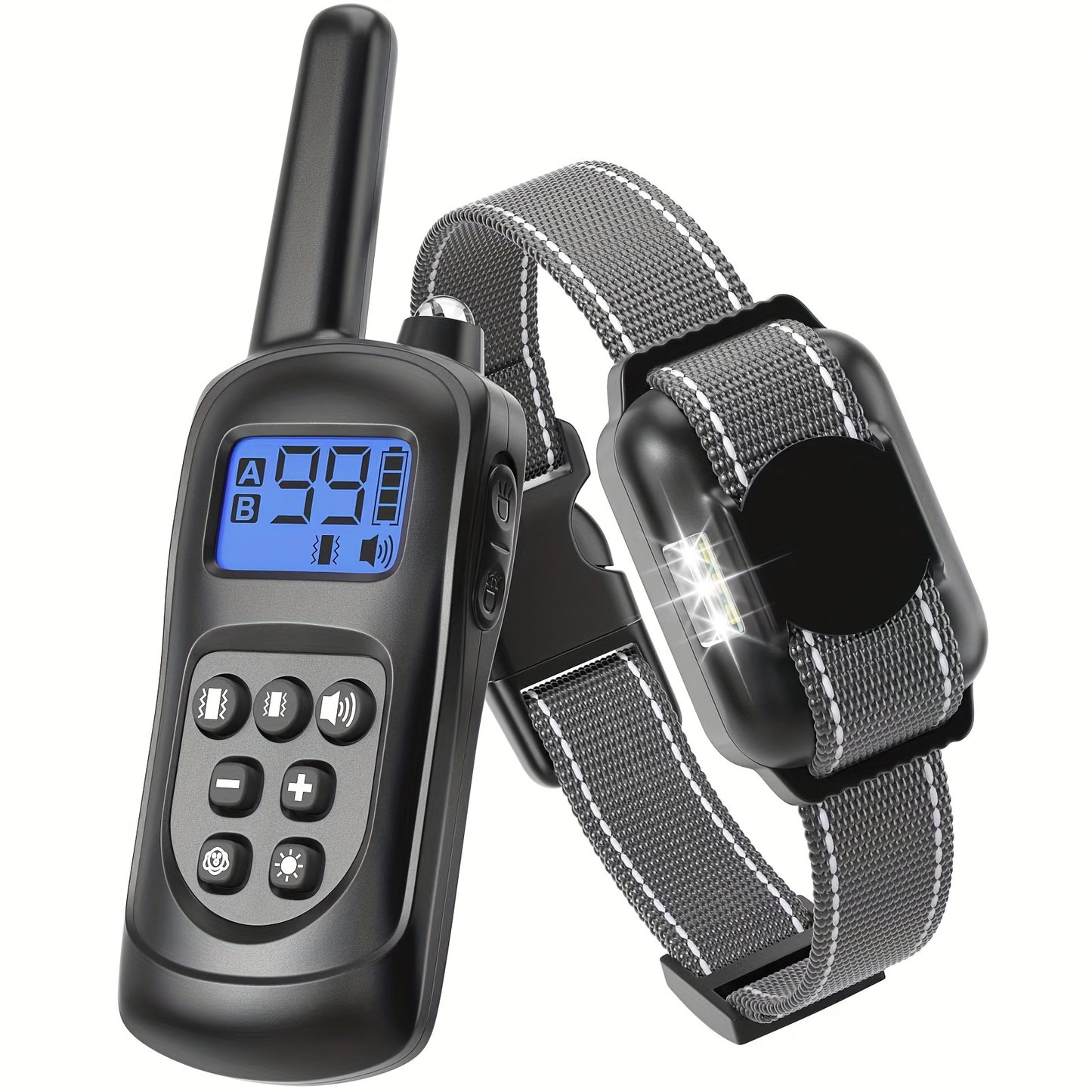 Dog Training Collar with Remote, Rechargeable No-Shock Humane Electronic Training Collars with Vibration and Beep Modes, Adjustable Nylon Strap for Small to Large Dogs, USB Charging