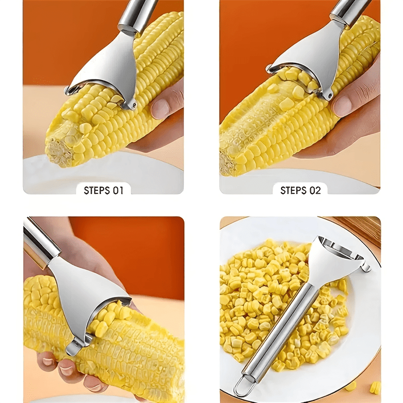 Ergonomic Stainless Steel Corn Peeler - Easy-Grip Cob Remover & Kernel Stripper, Dishwasher Safe Kitchen Gadget