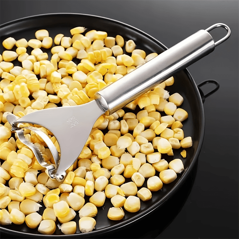 Ergonomic Stainless Steel Corn Peeler - Easy-Grip Cob Remover & Kernel Stripper, Dishwasher Safe Kitchen Gadget