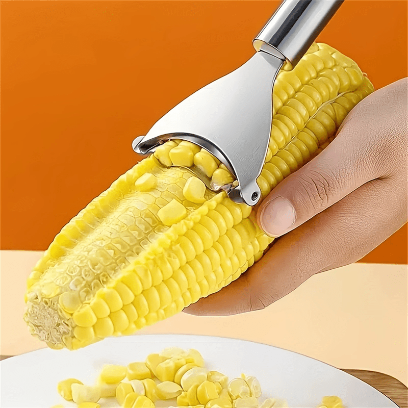 Ergonomic Stainless Steel Corn Peeler - Easy-Grip Cob Remover & Kernel Stripper, Dishwasher Safe Kitchen Gadget