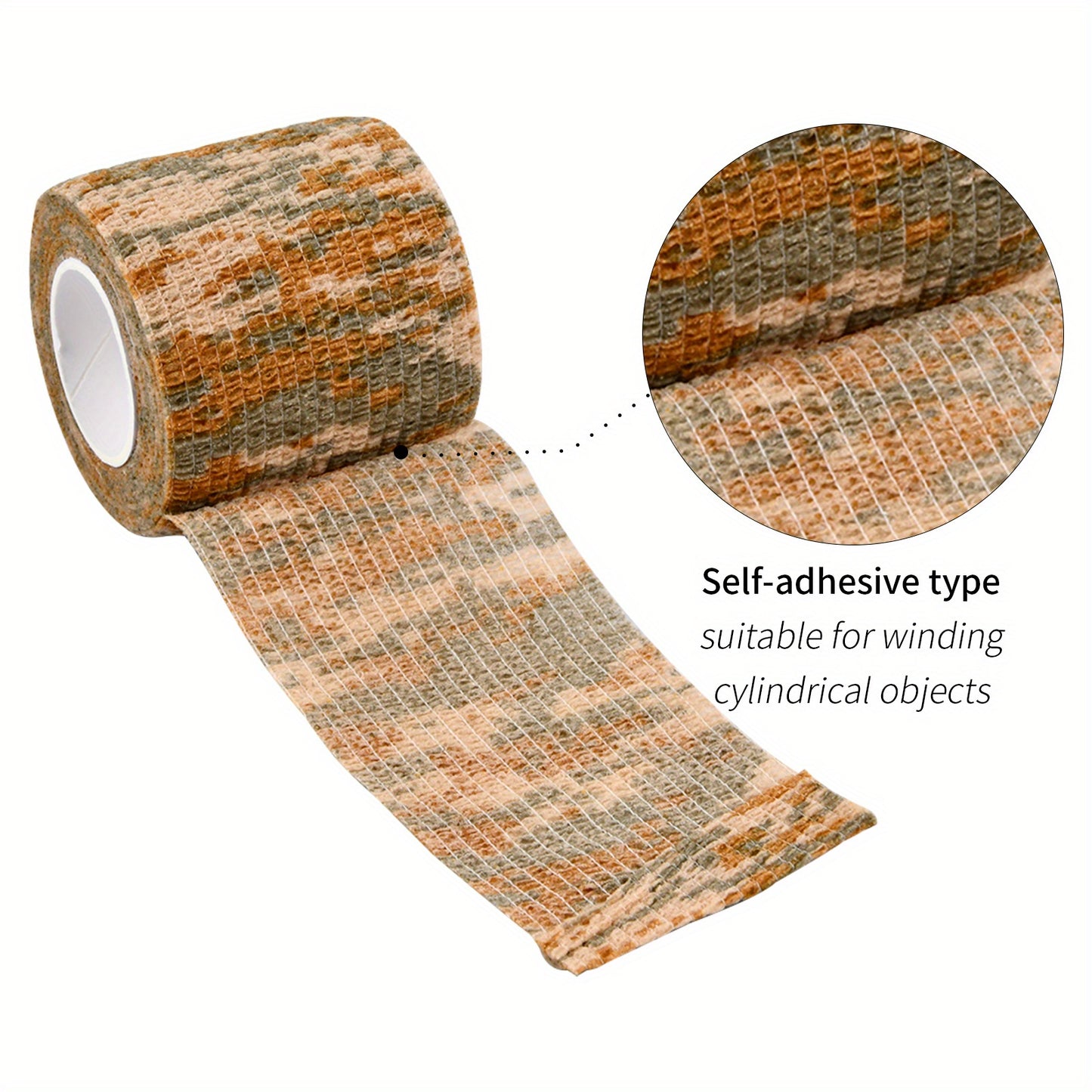 4 Rolls Camo Wrap Tapes, Reusable Camouflage Tape, Self-Adhesive Non-Woven Stealth Camo Bandages, 5cm X 4.5m, Camouflage Assorted Colours