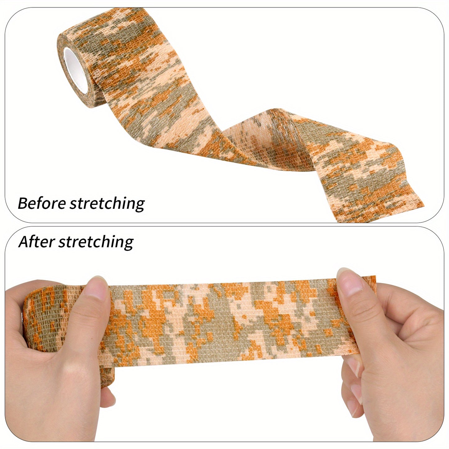 4 Rolls Camo Wrap Tapes, Reusable Camouflage Tape, Self-Adhesive Non-Woven Stealth Camo Bandages, 5cm X 4.5m, Camouflage Assorted Colours