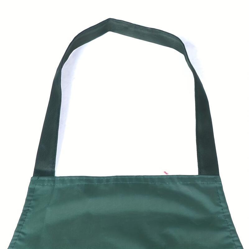 1pc & Kitchen Apron with Pockets, Adjustable Multi-Functional Design, 100% Polyester, Black & Green, Ideal for Coffee Bars & Restaurants, Durable & Easy to Clean, Apron