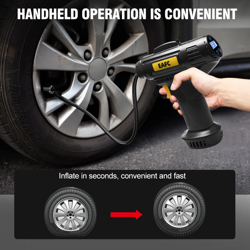 Portable Wireless Tire Inflator Pump with Pressure Gauge & LED Light - USB Rechargeable, Ideal for Cars, Motorcycles & Bicycles