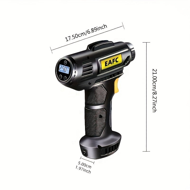 Portable Wireless Tire Inflator Pump with Pressure Gauge & LED Light - USB Rechargeable, Ideal for Cars, Motorcycles & Bicycles