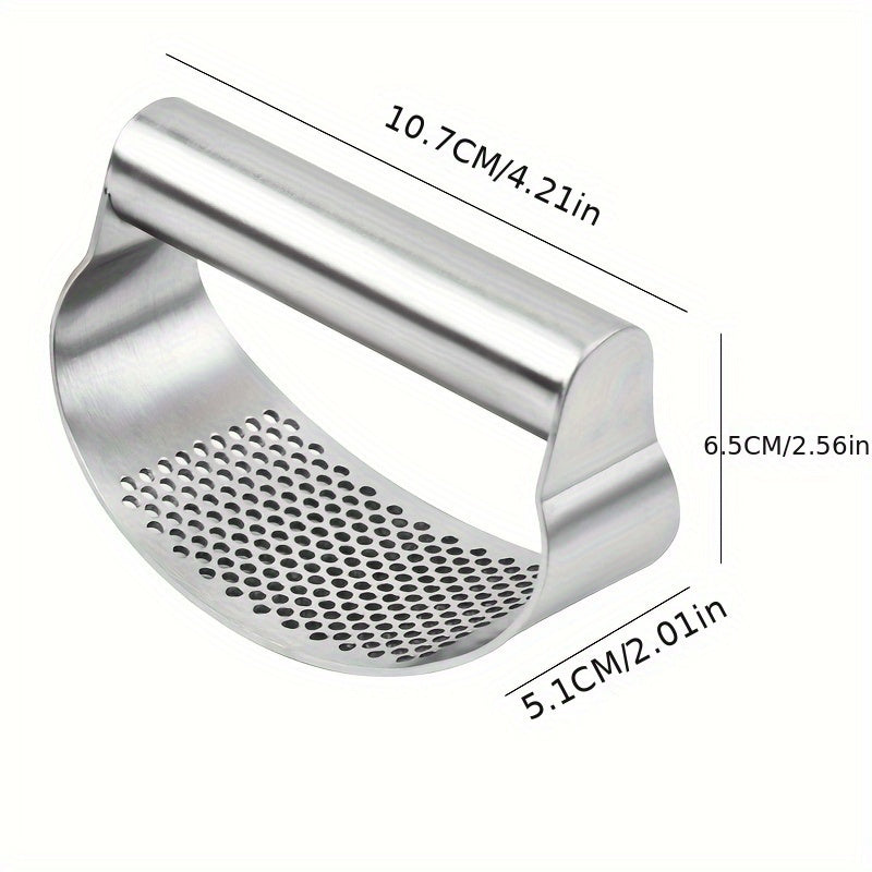 1pc, Garlic Press, Stainless Steel Garlic Press, Rocker Metal Garlic Mincer, Washable Garlic Crusher, Kitchen Garlic Chopper, Garlic Masher, Kitchen Stuff, Kitchen Gadgets, RV, Apartment Essentials, Garlic Grinder