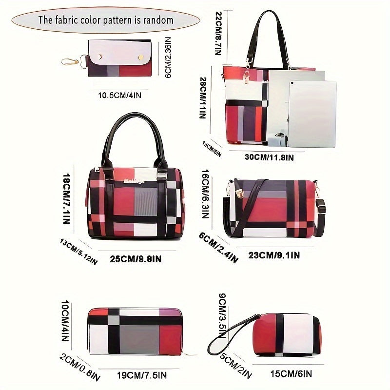 6pcs Womens Handbags Tote Bags Shoulder Bag Leather Purses Satchel Bag Top-Handle Handbag Crossbody Bag Wallet Clutch