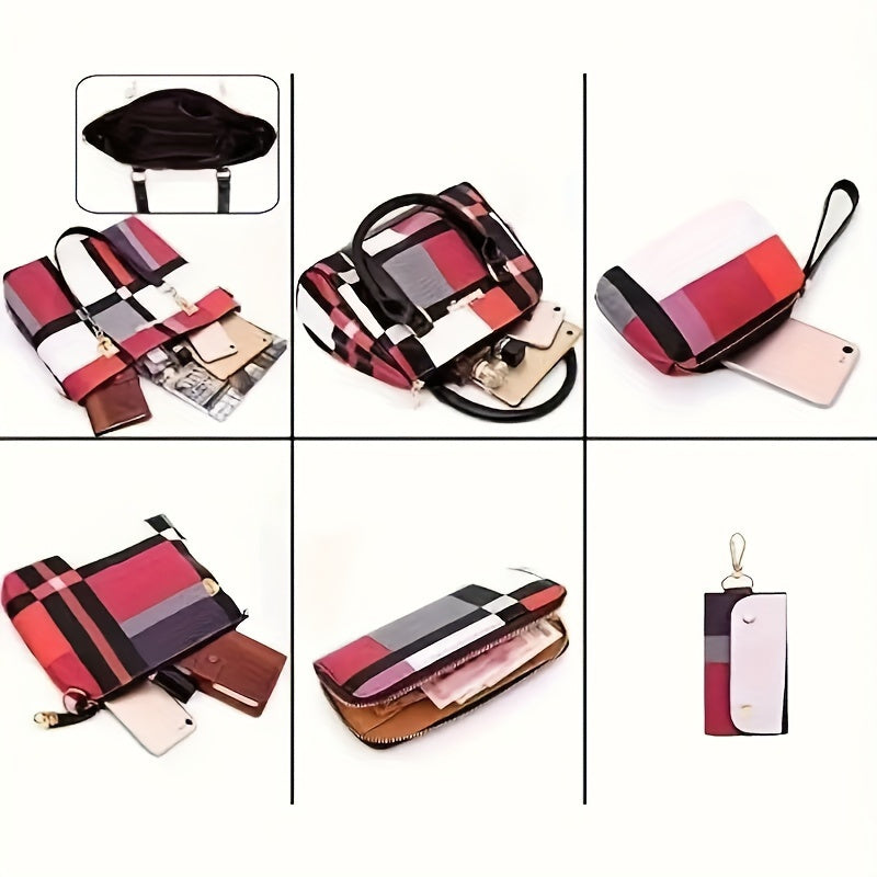 6pcs Womens Handbags Tote Bags Shoulder Bag Leather Purses Satchel Bag Top-Handle Handbag Crossbody Bag Wallet Clutch