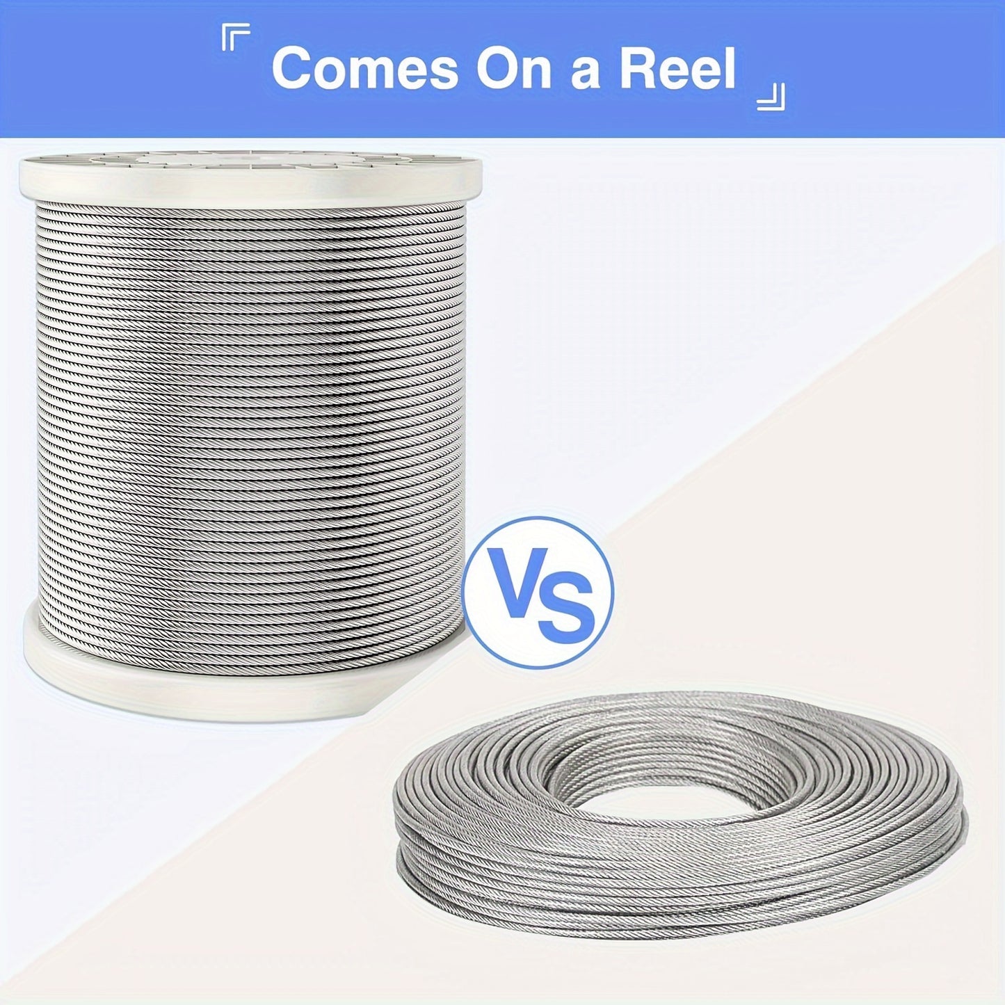 1000ft T316 Stainless Steel 1/8" Wire Rope, Marine Grade Cable for Deck Railing, 7x7 Strand Outdoor Cable Railings, Weather-Resistant Aircraft Cable for DIY Balustrade, Garden & Yard