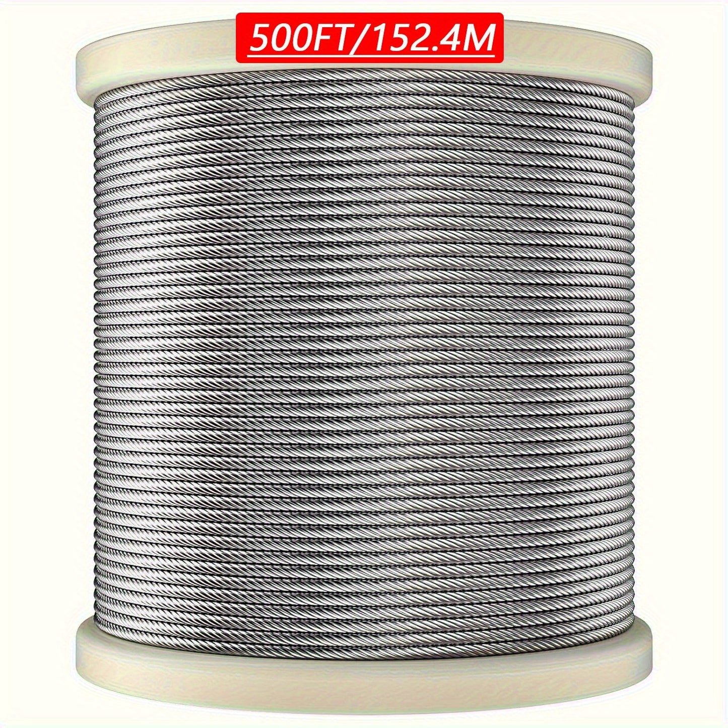 1000ft T316 Stainless Steel 1/8" Wire Rope, Marine Grade Cable for Deck Railing, 7x7 Strand Outdoor Cable Railings, Weather-Resistant Aircraft Cable for DIY Balustrade, Garden & Yard