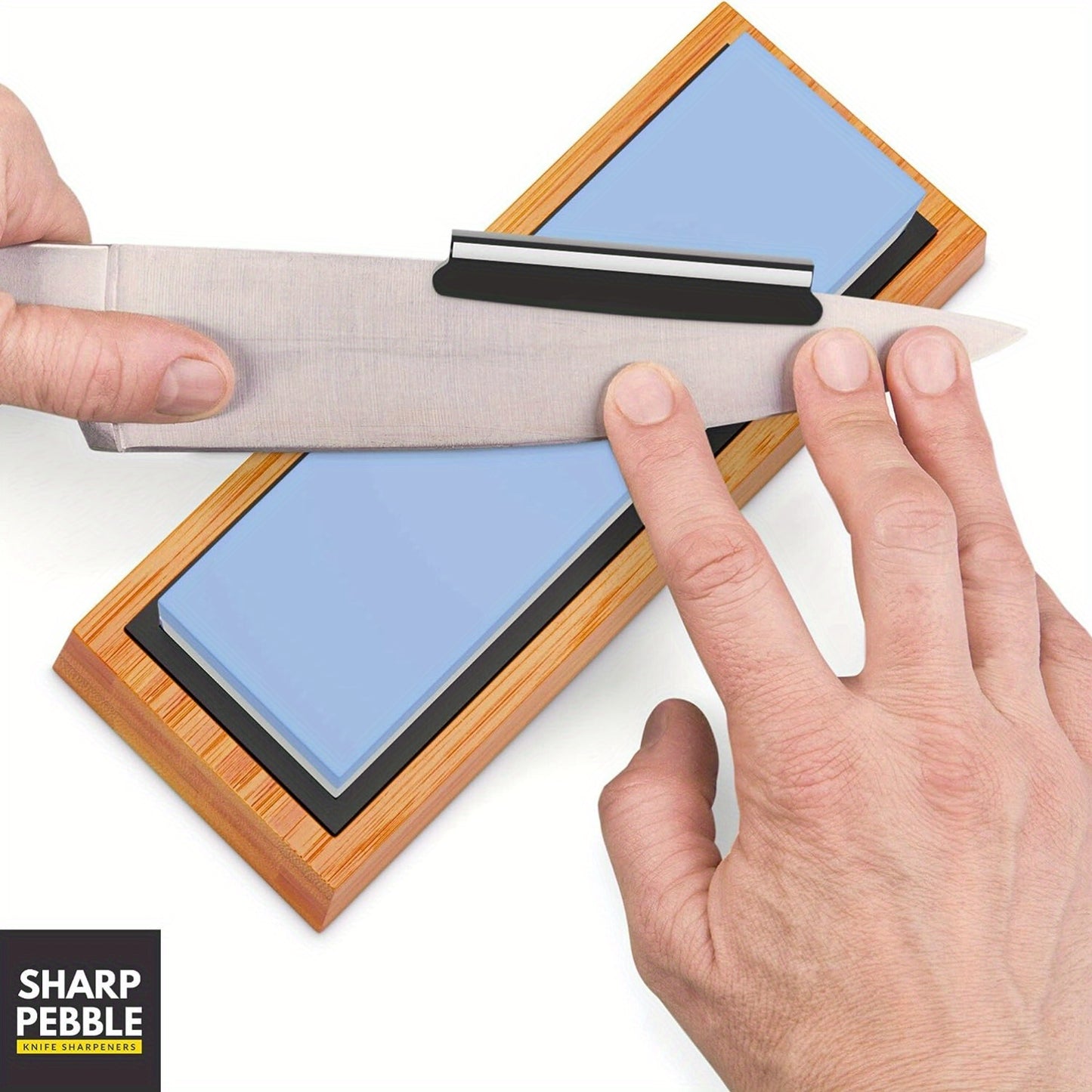 1pc Premium Knife Sharpening Stone–1000/ 4000 Grit Whetstone, Whetstone Knife Sharpener- NonSlip Bamboo Base & Angle Guide,, Household sharpening stone sharpener, convenient and fast sharpening stone