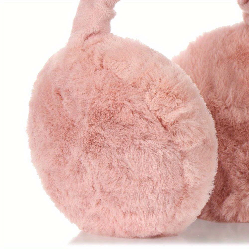 Unisex Faux Fur Earmuffs - Soft Plush Ear Warmers, Foldable Coldproof Ear Muffs, Stretch Fit, Machine Washable for Winter Outdoor Use