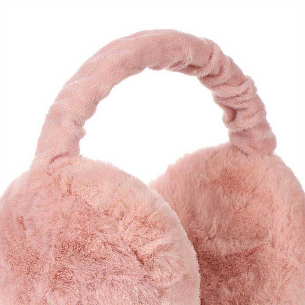 Unisex Faux Fur Earmuffs - Soft Plush Ear Warmers, Foldable Coldproof Ear Muffs, Stretch Fit, Machine Washable for Winter Outdoor Use
