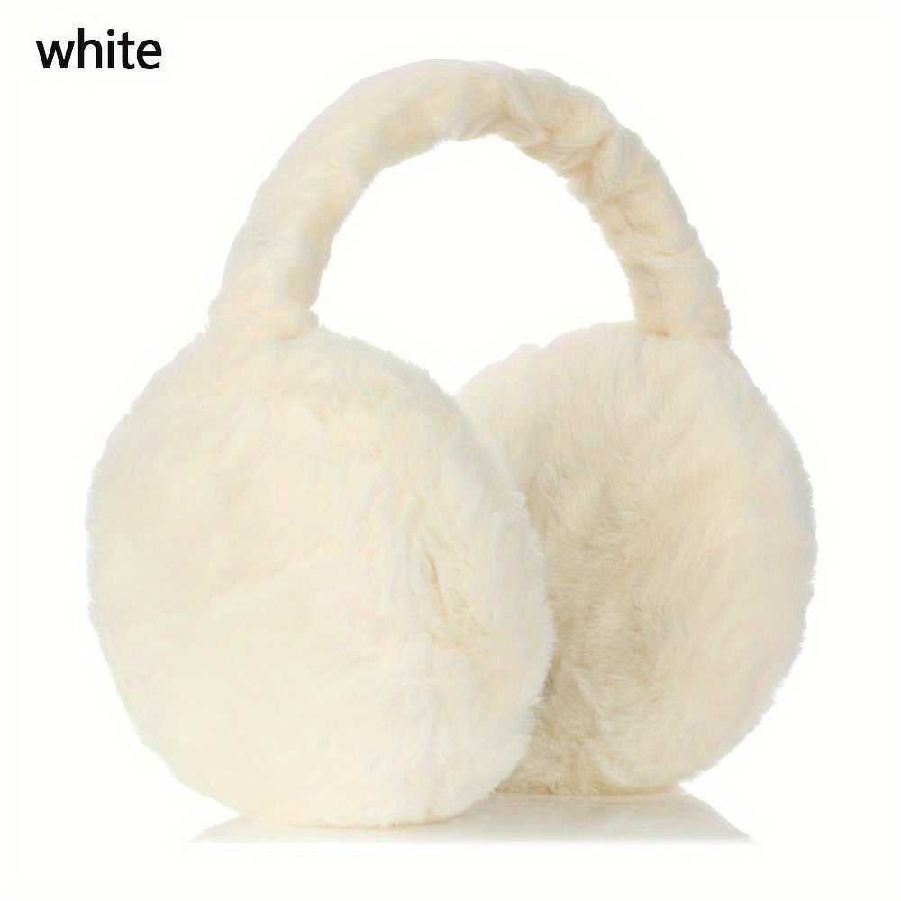 Unisex Faux Fur Earmuffs - Soft Plush Ear Warmers, Foldable Coldproof Ear Muffs, Stretch Fit, Machine Washable for Winter Outdoor Use