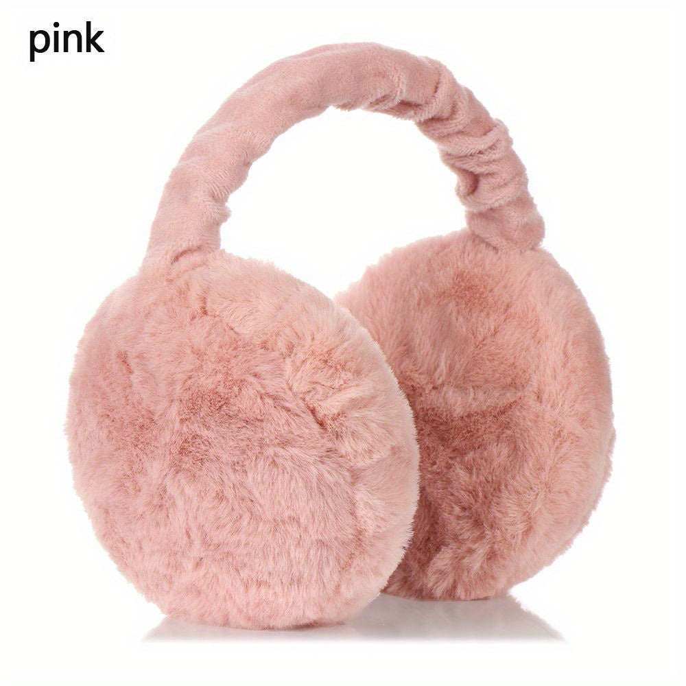 Unisex Faux Fur Earmuffs - Soft Plush Ear Warmers, Foldable Coldproof Ear Muffs, Stretch Fit, Machine Washable for Winter Outdoor Use