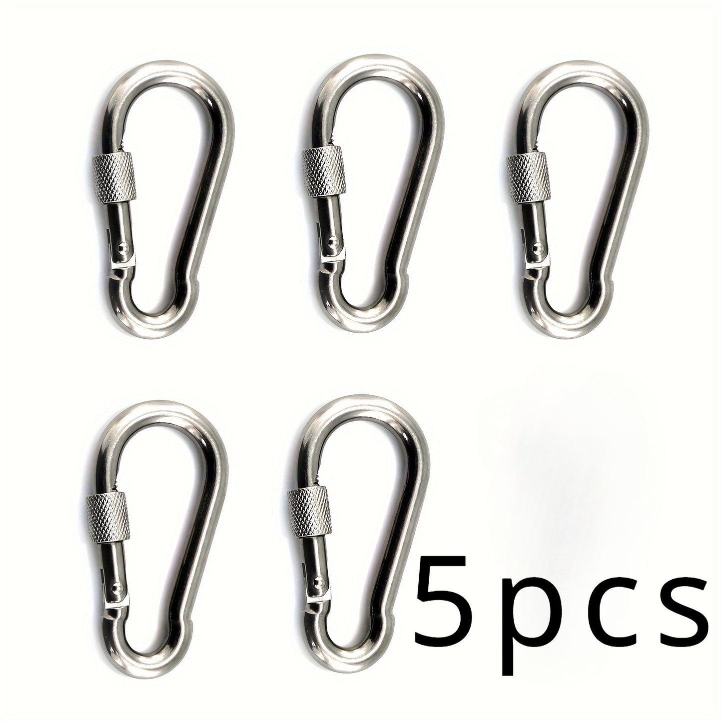 5 Pack M6 Stainless Steel Carabiners - Heavy Duty Spring Snap Hooks for Camping, Hiking, Hammocks, Gym, Outdoor Activities - Metal Screw Gate Carabiners for Secure Attachment