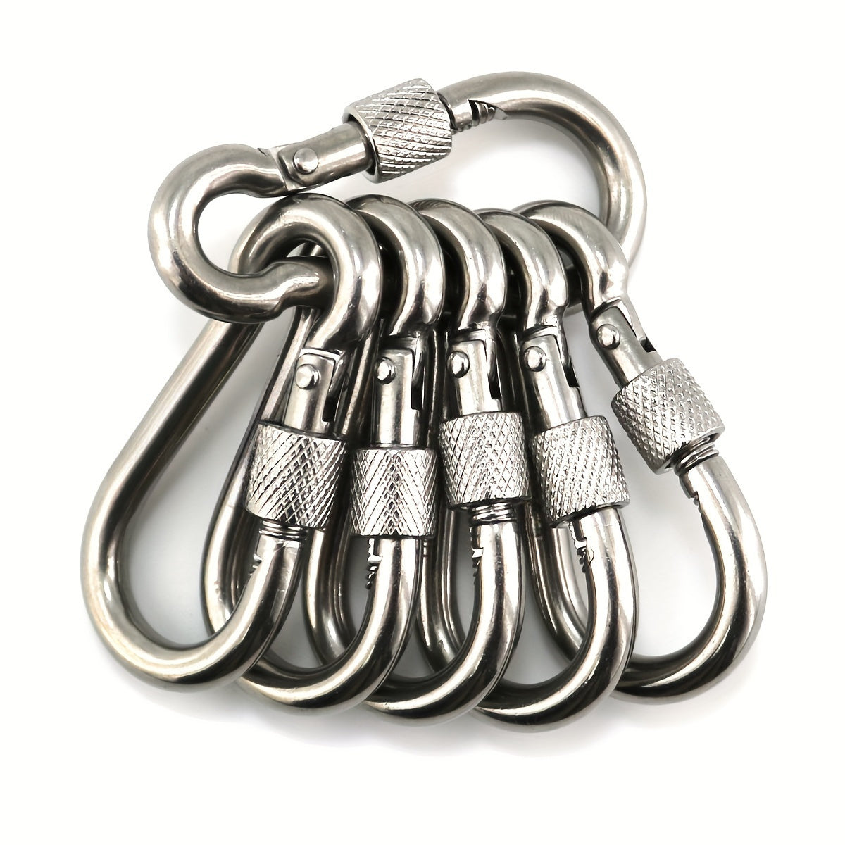 5 Pack M6 Stainless Steel Carabiners - Heavy Duty Spring Snap Hooks for Camping, Hiking, Hammocks, Gym, Outdoor Activities - Metal Screw Gate Carabiners for Secure Attachment