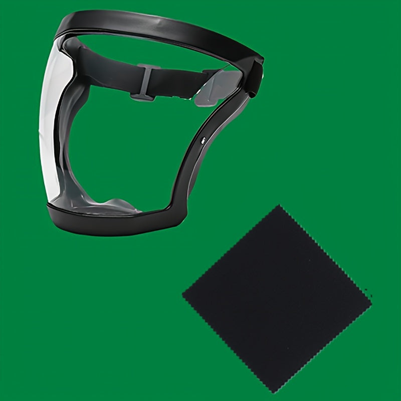 1pc Durable Full Face Shield Mask - Transparent Plastic Protective Gear with Secure Closure for Kitchen, Decoration, Industry & Work Use