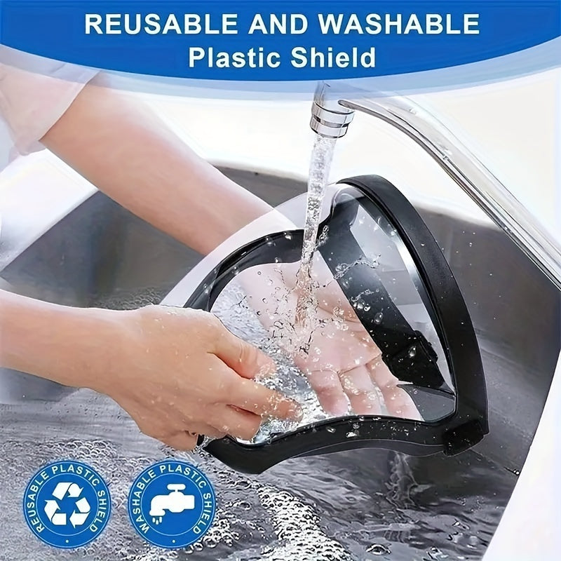 1pc Durable Full Face Shield Mask - Transparent Plastic Protective Gear with Secure Closure for Kitchen, Decoration, Industry & Work Use