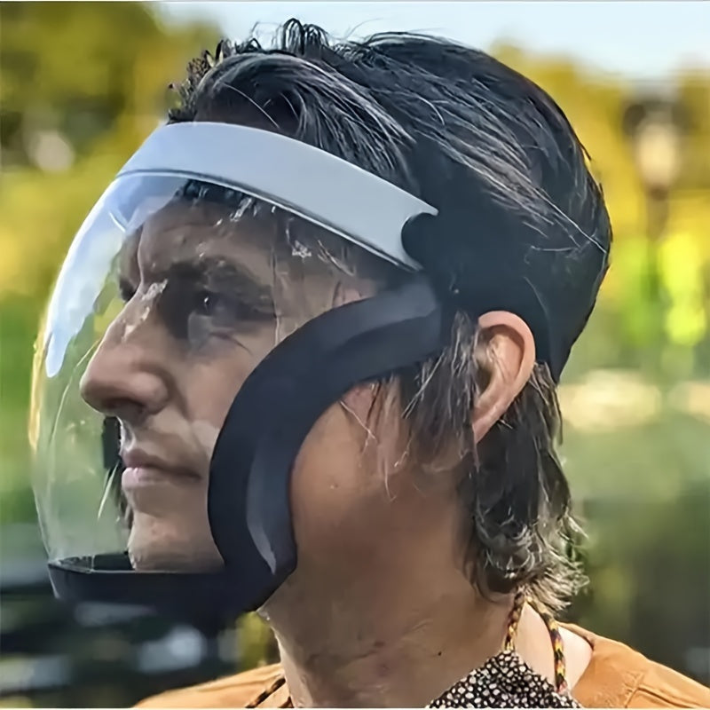 1pc Durable Full Face Shield Mask - Transparent Plastic Protective Gear with Secure Closure for Kitchen, Decoration, Industry & Work Use
