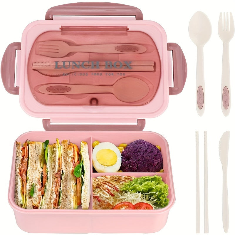 40.58oz Leak-Proof Bento Box with Cutlery - BPA-Free, Microwave Safe, 3 Compartments, Green Silicone Lunch Container for School, Work & Outdoor Meals, Outdoor Meal Box | Compartmentalized Lunchbox | Secure Locking Lid