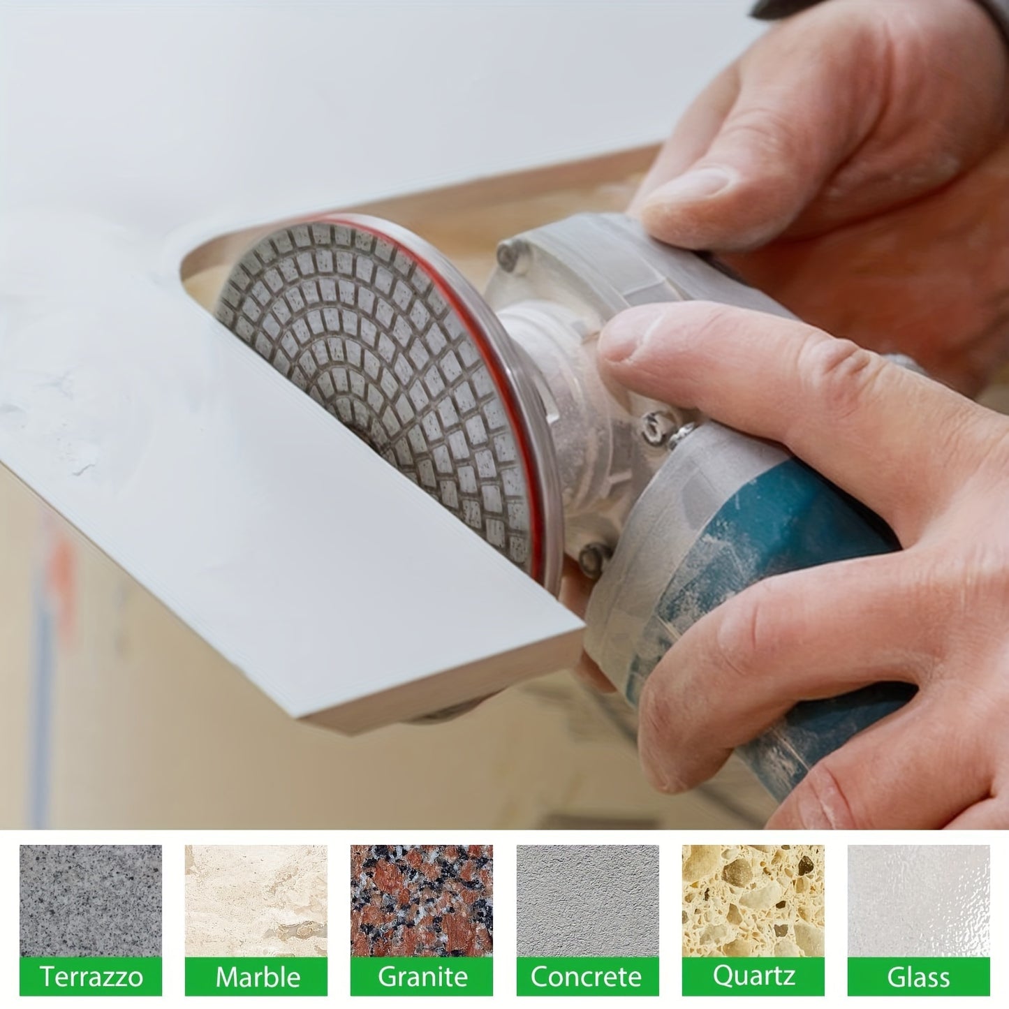Diamond Grinding Discs Set of 12 - 4-Inch Wet/Dry Polishing Pads with 5/8" 11 Backing Pad for Drill, Grinders, And Polishers, Grit Material Type: Diamond, Backing Type: Polymer, Power Supply: Manual - Ideal for Concrete, Marb