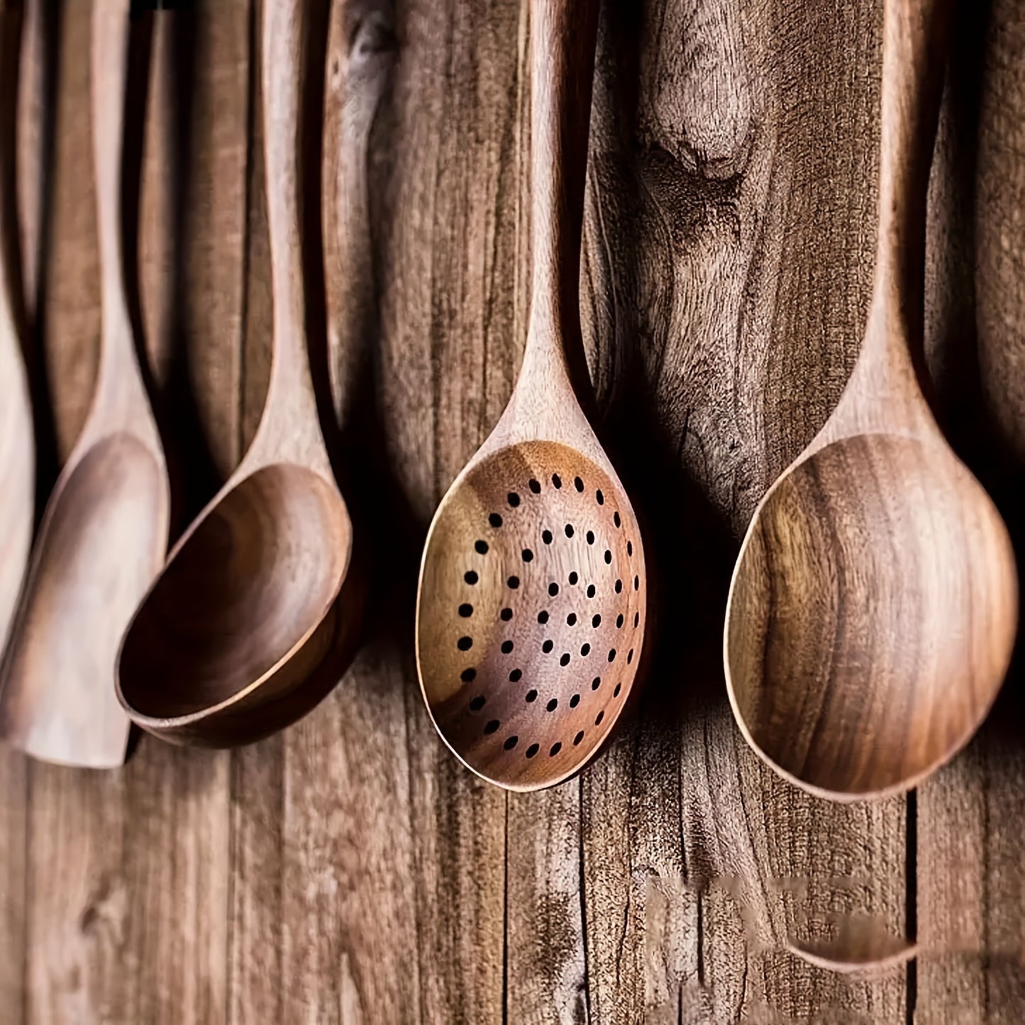 5pcs Premium Wooden Kitchen Utensils Set - Ergonomic Handles, Natural Wooden Spoons, Spurtle, Ladle, And Wok Spatulas for Non-Stick Pans, Heat Resistant, Easy to Clean, And Durable Kitchen Essentials Cookware Accessories