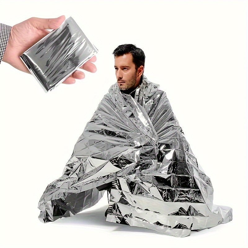 4-Pack Emergency Mylar Thermal Blankets - Durable PET Material, Heat Retention, Survival Space Blankets for Outdoor Adventures, Natural Disasters, First Aid Rescue, Waterproof, Reflective Safety Gear