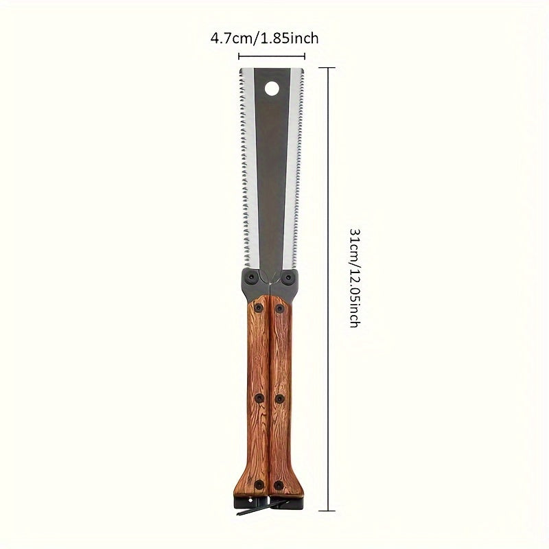 1pc Durable SK5 Steel Folding Saw - Multi-Functional Double-Edge Hand Saw for Woodworking, Chrome Vanadium Alloy, Ergonomic Handle with Safety Lock, Portable Design, Ideal for Solid Wood, Tree Cutting, Board Cutting, Bamboo C