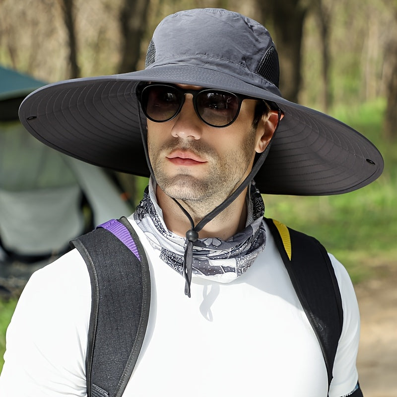 Men's UV-Protective Fisherman Hat, Solid Color Sunshade Cap for Fishing and Mountaineering