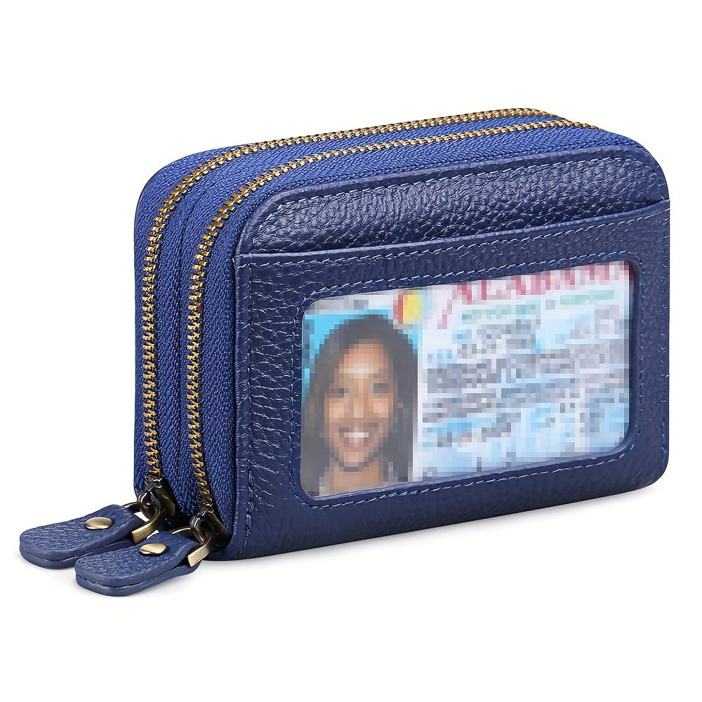 1pc Ciephia Women's RFID Blocking Wallet - Slim Top-Grain Cowhide Credit Card Holder with Zipper Closure, Multiple Card Slots & Coin Pocket, Compact Black Genuine Leather Purse for Women, Gift for Her, Sleek Women's Accessory
