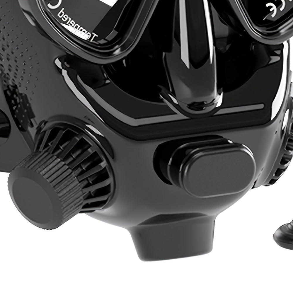 1pc SMACO M8058 Full Face Scuba Diving Mask, 360-Degree HD Panoramic View, Dual Window Function, Silicone Polymer Material, Black - Essential Underwater Gear for Swimming and Diving Enthusiasts