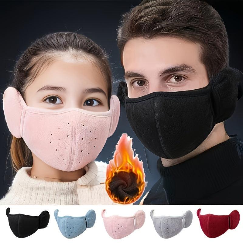 1pc Winter Warm Mask Earmuffs Solid Color Neutral Cold Mask Outdoor Cycling Hiking Ski Mask Ear Warmer For Women Men