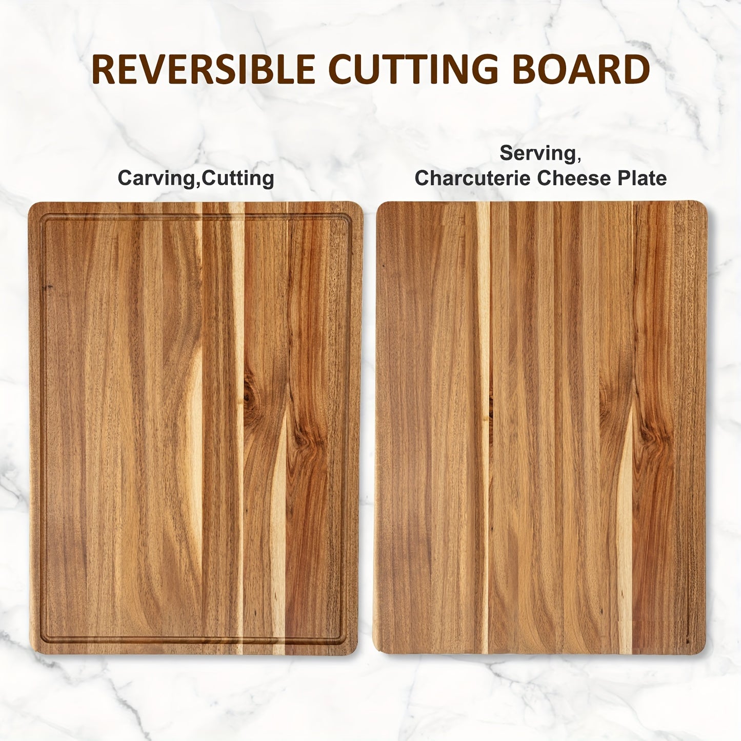 XXL Acacia Cutting Board - Extra Large Charcuterie & Cheese Serving Tray, Durable Wooden Chopping Board for Kitchen, Ideal for Food Prep, Serving Meat, Vegetables, and Cheese, Meat Chopping Board|Rustic Kitchen Accessory|Acac